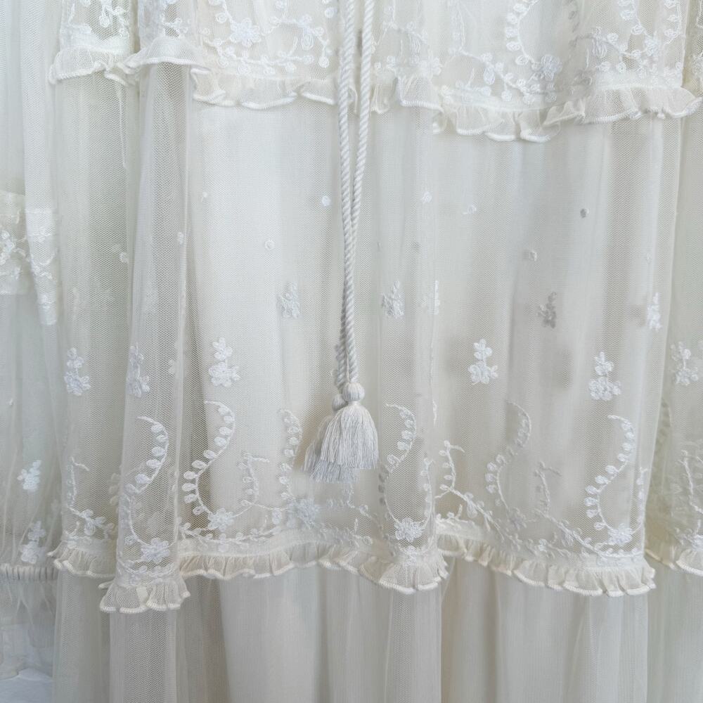 Free People Stevie Embroidered Maxi Dress Tea Flowy Ivory Sheer Floral Lined L - Picture 6 of 15